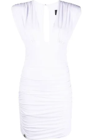 Philipp Plein Vestido corto con diseño fruncido y escote pronunciado