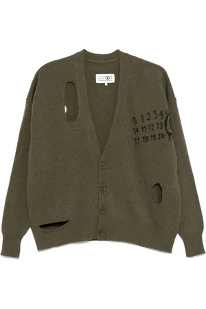 Maison Margiela Cárdigan con abertura y número estampado