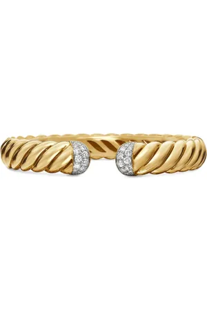 David Yurman Brazalete Sculpted Cable de 10 mm en oro amarillo de 18 ct con diamantes