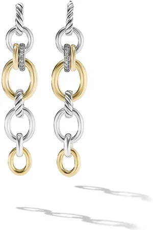 David Yurman Pendientes DY Mercer Linked de 68 mm en oro amarillo de 18 ct y plata de ley con diamantes