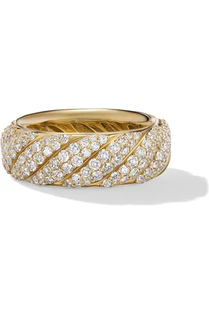 David Yurman Anillo Sculpted Cable de 7.5 mm en oro amarillo de 18 ct con banda de diamante