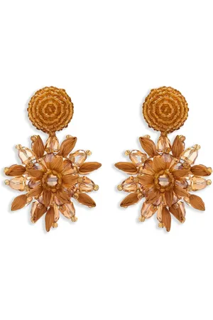 Oscar de la Renta Pendientes Flower con cuentas