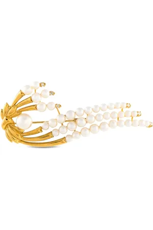 LB Exclusive Broche en oro amarillo de 18 ct con perlas pre-owned