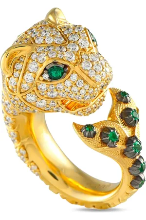Gucci Anillo Tiger en oro de 18 ct con diamantes y tsavorita