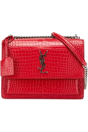 Saint Laurent Bandolera Croc Embossed Sunset mediana 2018