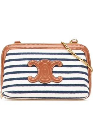 Céline Bandolera Triomphe Chain de lona a rayas 2021