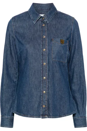 Elisabetta Franchi Camisa vaquera con placa del logo