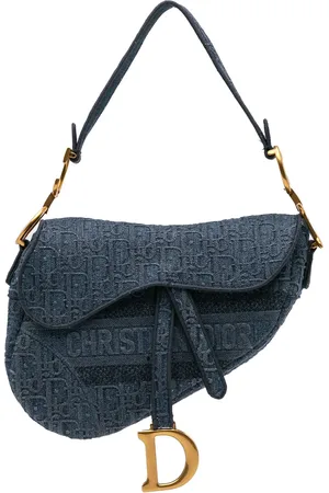 Dior Bolso de hombro Oblique Embroidered Denim Saddle Bag 2019