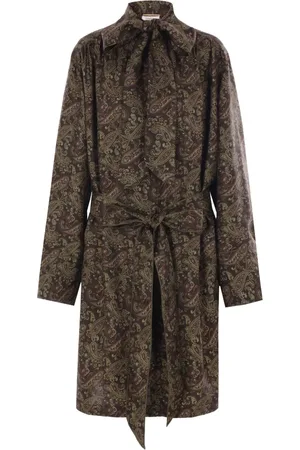 Saint Laurent Vestido de seda con estampado de cachemira