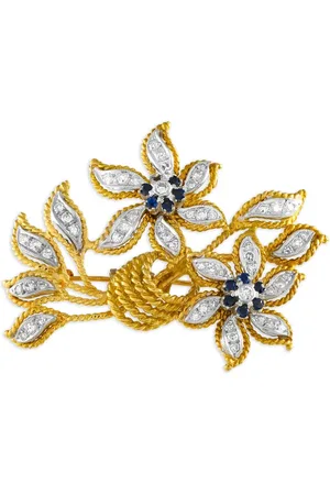 LB Exclusive Broche Floral en oro amarillo de 18 ct con diamantes
