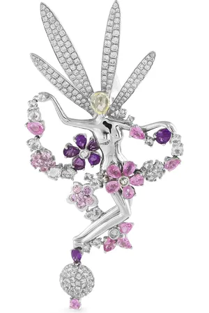 LB Exclusive Broche Fairy en oro blanco de 18 ct con diamantes y zafiros