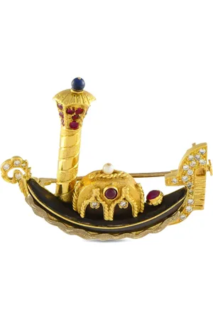 LB Exclusive Broche Gondola en oro amarillo de 18 ct con gemas