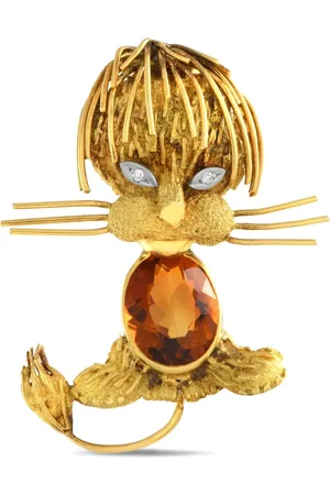 H.Stern Broche Lion en oro amarillo de 18 ct con diamantes y citrino