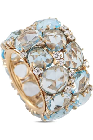 Pomellato Anillo Lulu en oro amarillo de 18 ct con diamantes y aguamarina