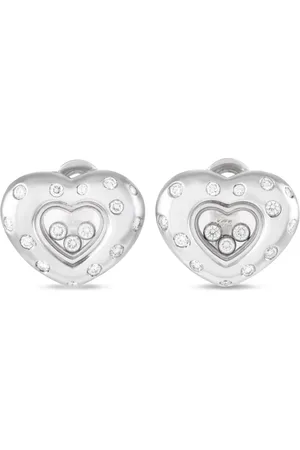 Chopard Pendientes de clip Happy en oro blanco de 18 ct con diamantes