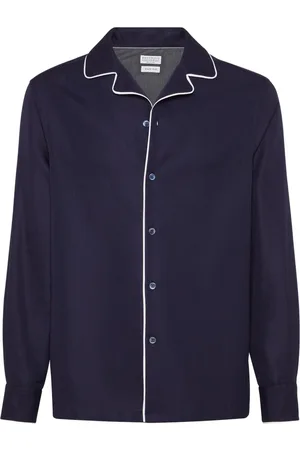 Brunello Cucinelli Camisa con ribete en contraste