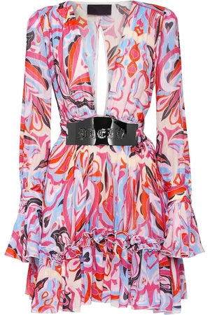 Philipp Plein Vestido corto acampanado con estampado abstracto