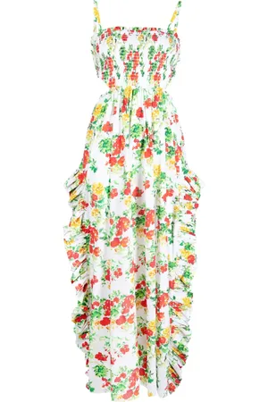Caroline Constas Vestido fruncido con motivo floral