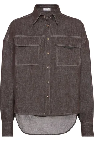 Brunello Cucinelli Camisa con forro en contraste