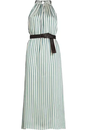Brunello Cucinelli Vestido largo a rayas