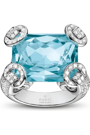 Gucci Anillo Horsebit en oro blanco de 18 ct con diamante y topacio