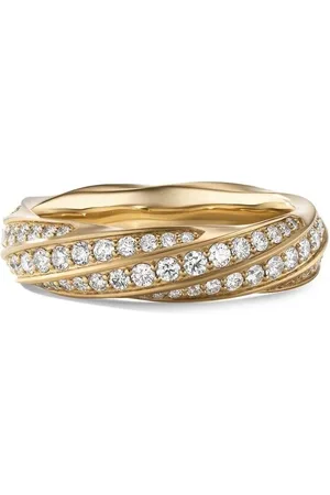 David Yurman Anillo Cable Edge de 6 mm en oro reciclado de 18 ct con banda con diamantes