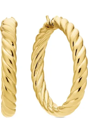 David Yurman Pendientes de aro Sculpted Cable de 38 mm en oro amarillo de 18 ct