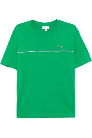 Lacoste Camiseta de algodón con ribete del logo