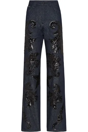 Philipp Plein Vaqueros anchos de talle alto