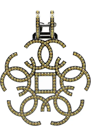 CHANEL Pendientes de latón y cristal con logo CC 2017