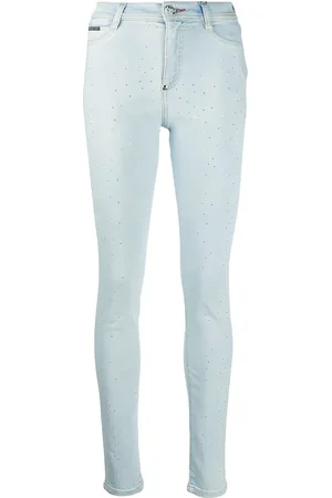 Philipp Plein Jeggins de talle alto con detalle de cristales