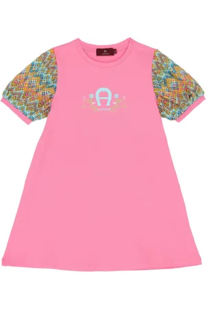 Aigner Vestido estilo camiseta con paneles gráficos