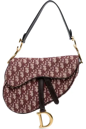 Dior Bolso de hombro Saddle de lona con motivo del monograma Oblique característico 2018