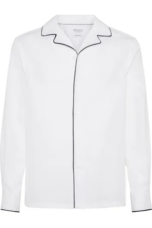 Brunello Cucinelli Camisa de algodón con ribete en contraste