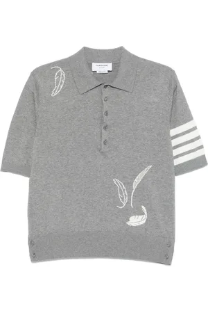 Thom Browne Polo con plumas en intarsia