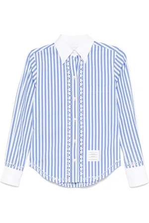 Thom Browne Camisa a rayas con bordado inglés