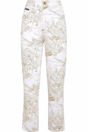 Philipp Plein Vaqueros capri con motivo de esqueleto