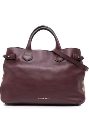 Burberry Bolso satchel Banner mediano de piel con estampado House Check 2000-2017