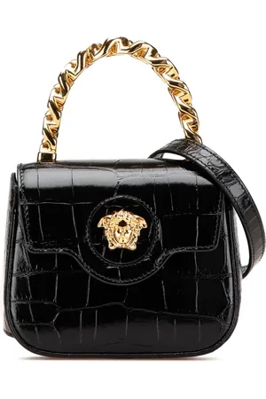 VERSACE Bolso satchel La Medusa mini con efecto en relieve de piel de cocodrilo 2000-2024