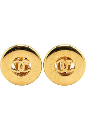CHANEL Pendientes de clip con logo CC bañados en oro 1997