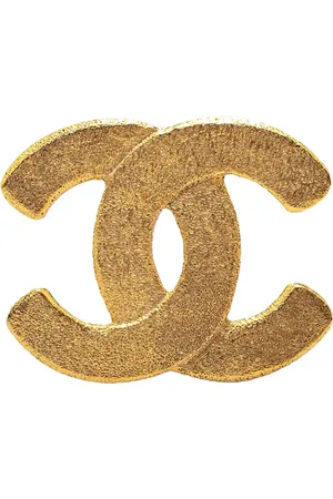 CHANEL Broche bañado en oro con logo CC 1980-1990
