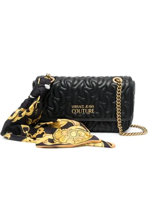 VERSACE Bandolera acolchada con placa del logo