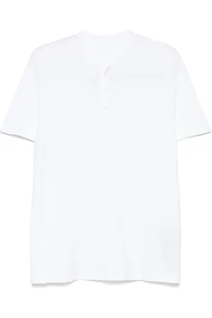 120% Lino Camiseta con cuello henley