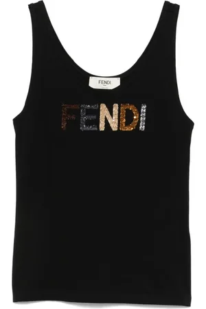 Fendi Top sin mangas con logo de lentejuelas