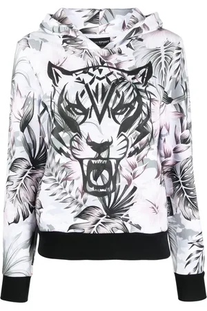 Philipp Plein Sudadera con capucha y motivo de tigre