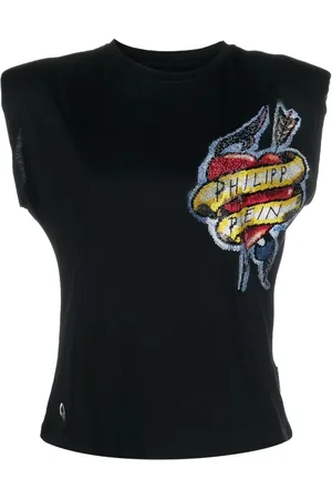 Philipp Plein Camisa sin mangas con apliques de strass