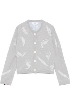 Thom Browne Cárdigan corto con plumas en intarsia