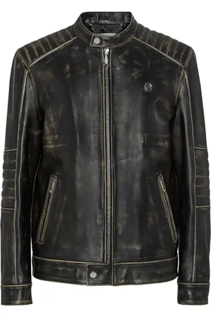 Philipp Plein Chaqueta biker con efecto envejecido