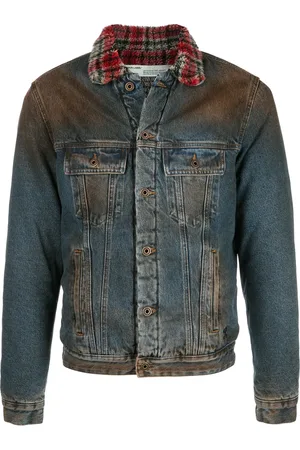 OFF-WHITE Chaqueta vaquera con cuello a cuadros