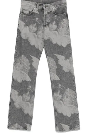 Fiorucci Vaqueros rectos con ángeles estampados